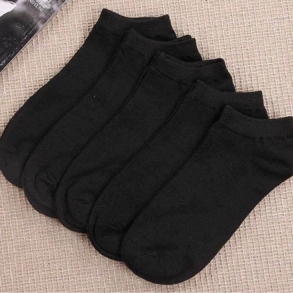 5 Pair Mens Women Non Slip Invisible No Show Non Slip Soft Short Socks BLACK - Picture 1 of 2
